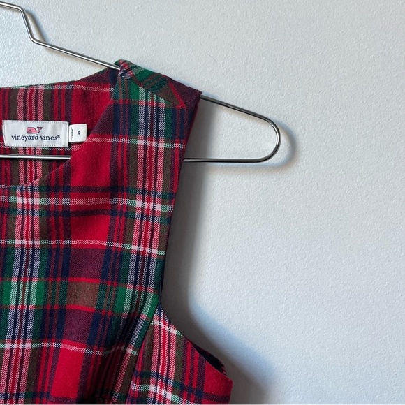 Vineyard Vines Womens Size 4 Christmas Tartan Plaid Holiday Red Wool Dress - Picture 5 of 11